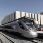Modern passenger train station in Abu Dhabi marking UAE’s new national rail network launch