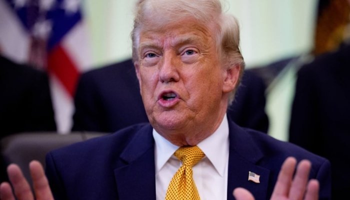 US President Donald Trump speaking about congressional efforts to limit military action against Iran.