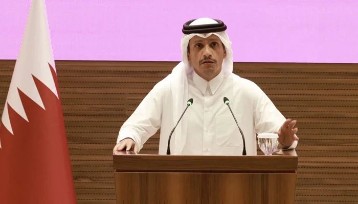 Qatar Prime Minister Sheikh Mohammed bin Abdulrahman Al Thani discussing shipping and trade through the Strait of Hormuz.
