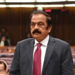 Rana Sanaullah addressing lawmakers during a National Assembly session on the issue of refugee seats in Azad Kashmir.