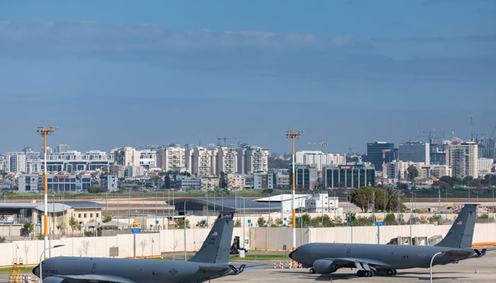 Aircraft parked at Ben Gurion Airport in Tel Aviv amid discussions over military and civilian air traffic operations.
