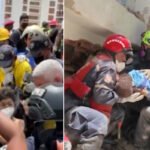 Emergency teams rescue survivors from collapsed buildings after the Venezuela earthquake