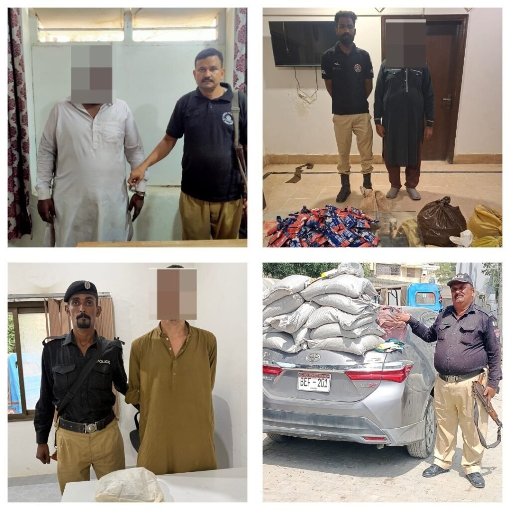 Seized gutka, mawa and chhalia recovered by District Central police during operations in Karachi.