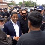 Additional IG Karachi and Commissioner Karachi inspecting Muharram procession route and security arrangements at Numaish Chowrangi.