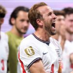 England captain Harry Kane celebrates after scoring during the FIFA World Cup 2026 Round of 32 match against DR Congo.