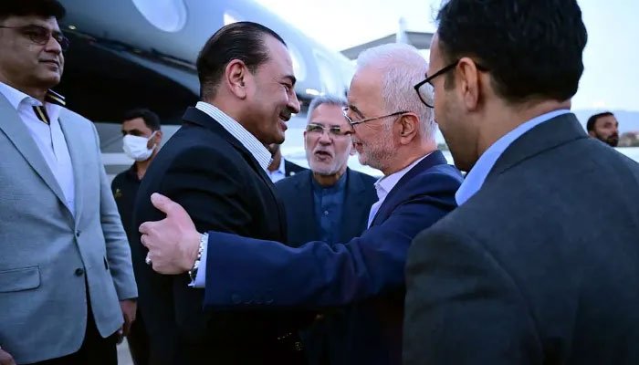Field Marshal Asim Munir being received by Iranian officials upon arrival in Tehran for Ayatollah Ali Khamenei's funeral ceremonies.