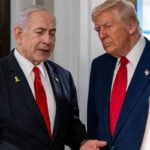 US President Donald Trump and Israeli Prime Minister Benjamin Netanyahu during discussions on regional security and military presence in Syria and Lebanon.