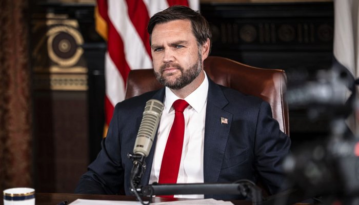US Vice President JD Vance during an interview discussing Israel and American public opinion.