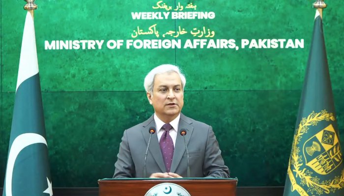 Foreign Office spokesperson addresses a weekly media briefing in Islamabad.