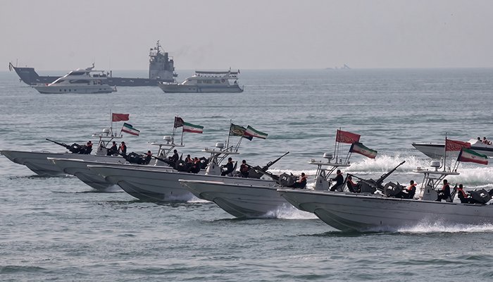 Russian President Vladimir Putin speaks about Iran's Mosquito Fleet and modern naval warfare during a meeting with Russian Navy officers.