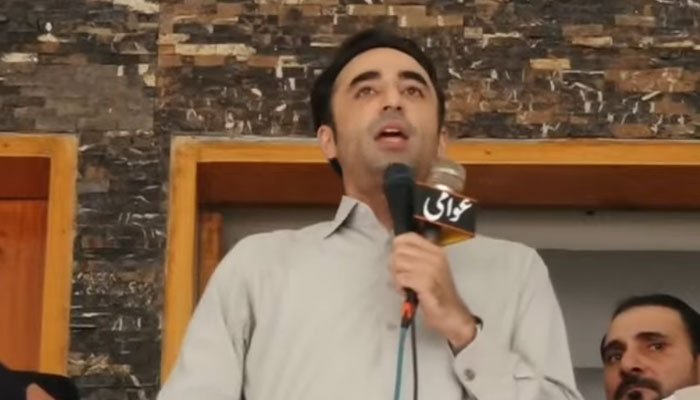 PPP Chairman Bilawal Bhutto Zardari speaking at a workers' convention on Azad Kashmir elections.