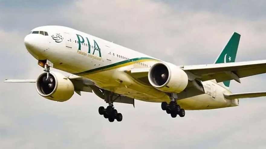A Pakistan International Airlines aircraft departs Lahore on the inaugural direct flight to Manchester.