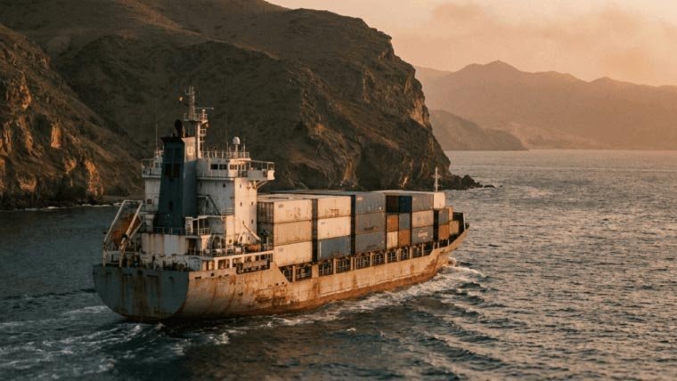 Ships passing through Bab al-Mandab amid regional tensions between Saudi Arabia and Yemen Houthis
