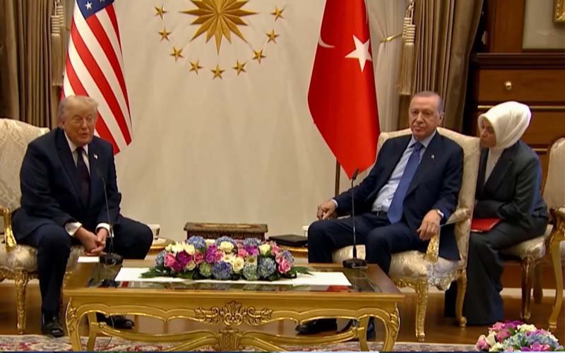 Donald Trump and Recep Tayyip Erdoğan during bilateral talks in Ankara on defence and regional issues.