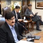 Sindh Chief Minister Murad Ali Shah chairs a high-level law and order meeting with senior police and government officials in Karachi.
