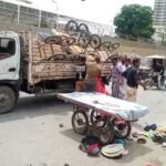 Heavy machinery removes illegal encroachments during an operation in Saddar Town, Karachi.