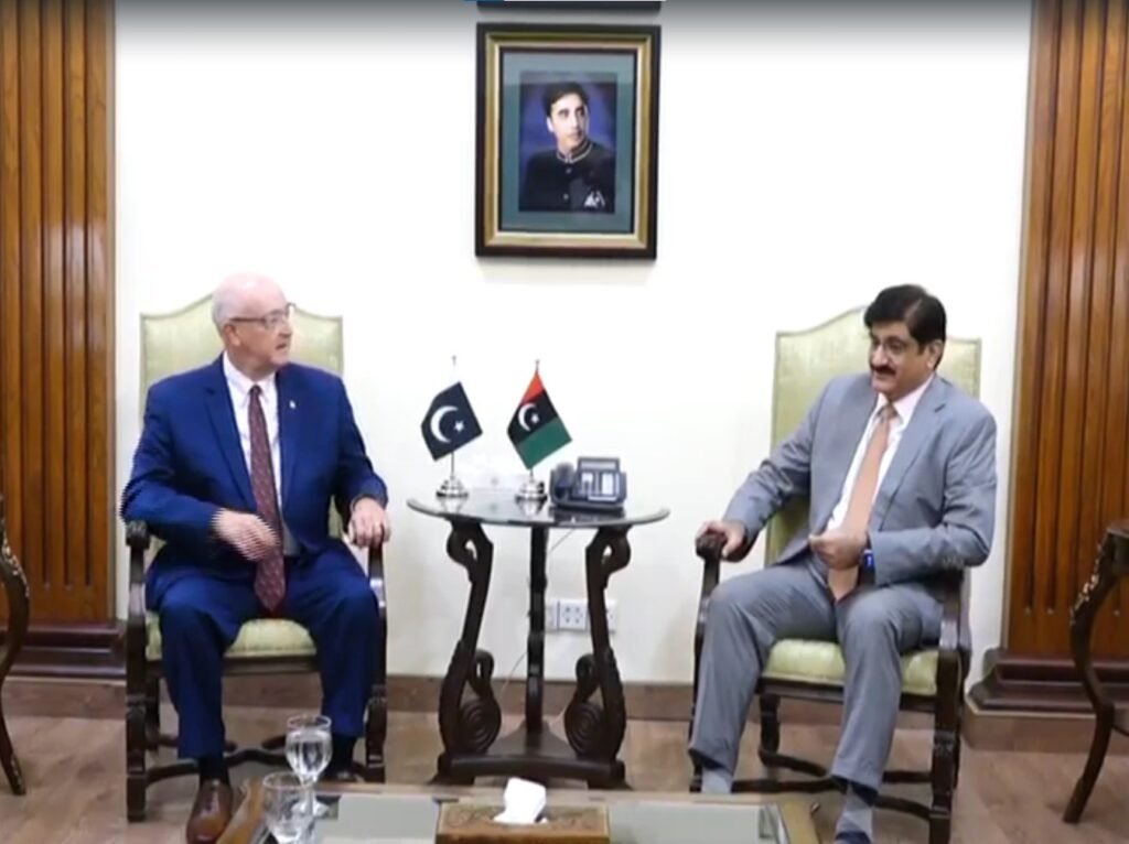 Sindh Chief Minister Murad Ali Shah meeting Rotary International President Larry A. Lunsford to discuss polio eradication