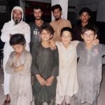 East Police personnel conduct an operation against illegally residing Afghan nationals near New Sabzi Mandi in Karachi.
