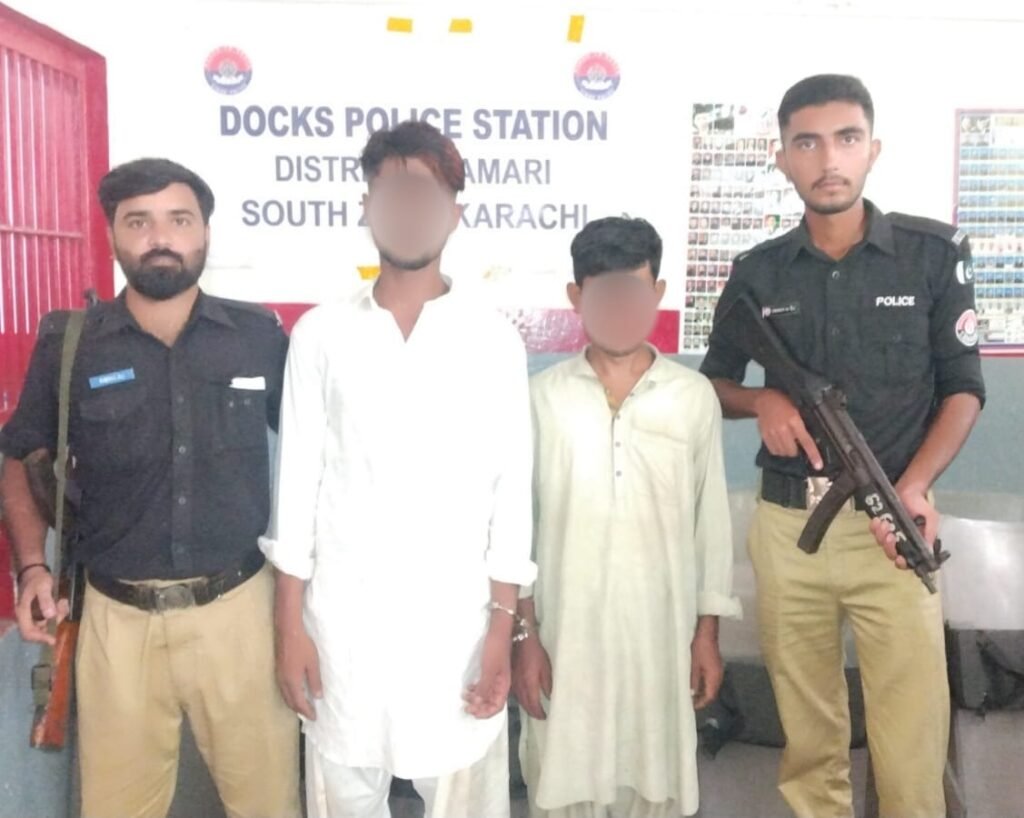 Keamari Police seized ice drugs and arrested two suspects during a raid in Machhar Colony, Karachi.