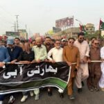 Participants attend a Pakistan Peoples Party rally in Karachi demanding protection of the Indus River water rights.