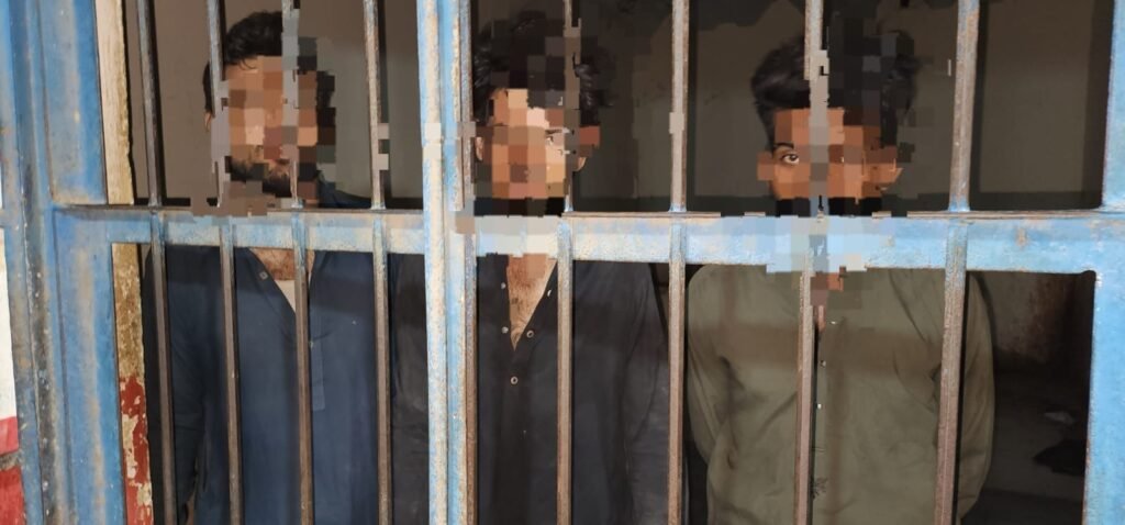 Karachi Police display recovered copper strips after arresting three suspects allegedly involved in theft from Pakistan Steel Mills.