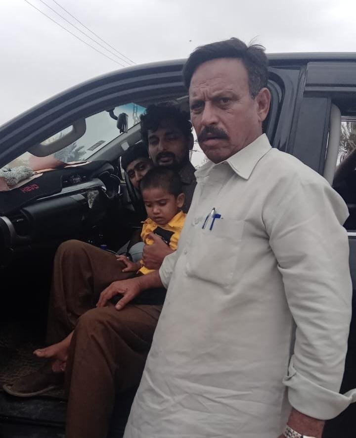 West District Police recover two-year-old Azaan Ali Khan during an operation near Thatta after his alleged kidnapping from New Nazimabad, Karachi.