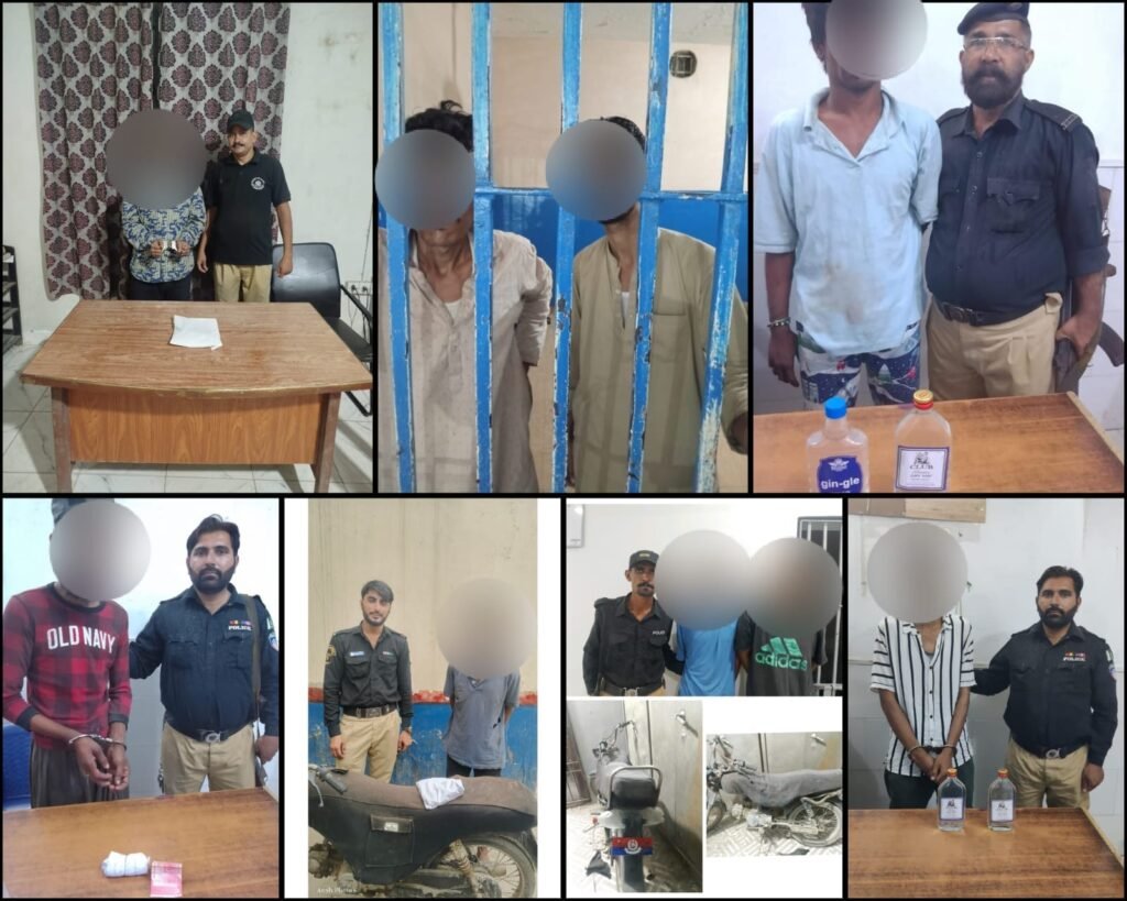 Karachi District Central police officials during operations against criminals and illegal activities