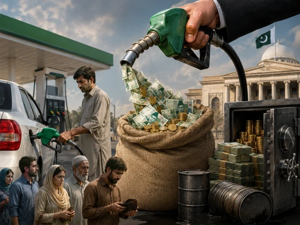 Petrol and diesel prices displayed at a fuel station in Pakistan after the latest price increase.