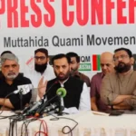MQM Pakistan leader Mustafa Kamal speaks during a press conference at the party's Bahadurabad headquarters in Karachi.