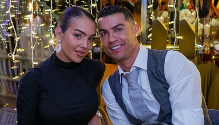 Cristiano Ronaldo and Georgina Rodriguez after their wedding in Cascais, Portugal