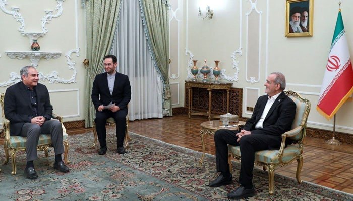 Mohsin Naqvi meets Iranian President Masoud Pezeshkian during his visit to Tehran