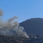 Helicopter crash site on Sifnos island in Greece after takeoff.