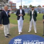 Pakistan and England players during the first Test match in Leeds