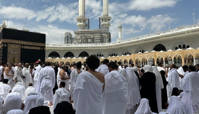 Muslim pilgrims performing Umrah at the Grand Mosque in Makkah