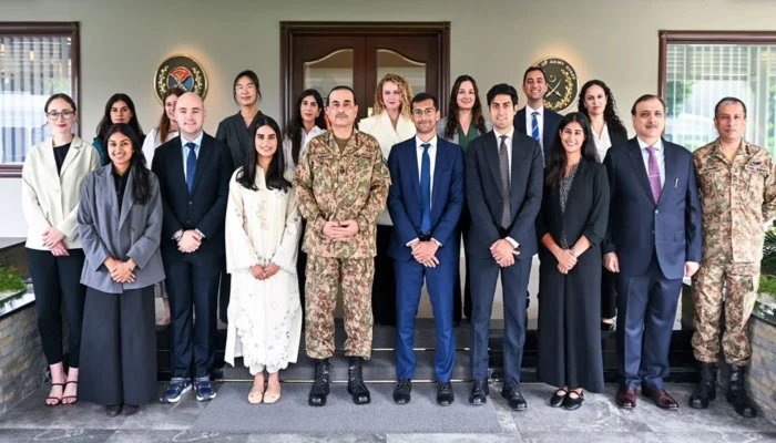 Field Marshal Asim Munir meeting Harvard Business School students in Rawalpindi.