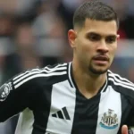 Newcastle United captain Bruno Guimaraes during a football match amid Arsenal transfer interest.