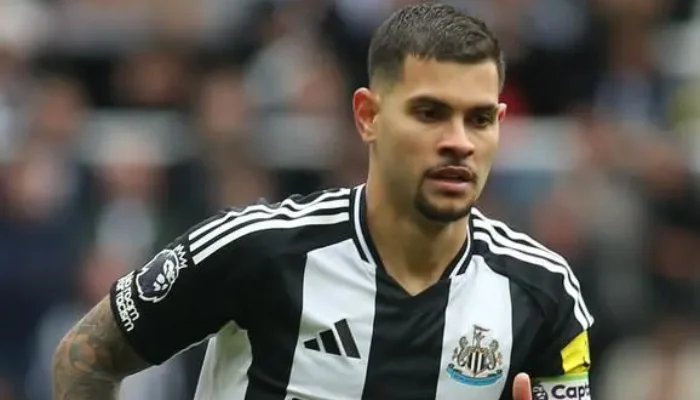 Newcastle United captain Bruno Guimaraes during a football match amid Arsenal transfer interest.