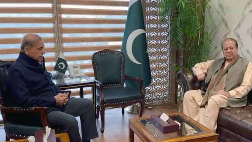 Shehbaz Sharif and Nawaz Sharif discuss political and legal matters in Islamabad