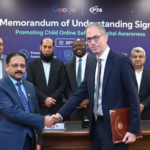 PTA and Google officials signing an agreement for children's online safety in Pakistan.