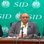 Sindh Labour Minister Saeed Ghani speaks during a press conference on constitutional, political and governance issues in Karachi.