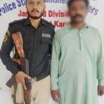 Karachi East Police arrest a wanted gutka mawa suspect during an operation near Jamshed Road.