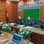 DIG East Dr. Farrukh Ali presides over a crime and security meeting with senior police officers in Karachi.