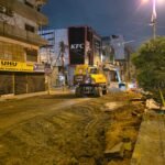 Sewerage line restoration work in Bahadurabad Karachi.