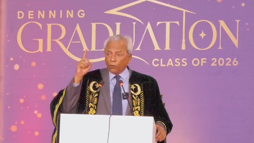 Sindh Governor Syed Muhammad Nihal Hashmi addressing the fifth graduation ceremony in Karachi.