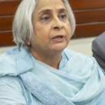 Sindh Health Minister Azra Fazal Pechuho speaking about nursing reforms in Sindh.