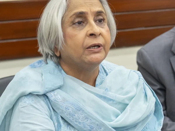 Sindh Health Minister Azra Fazal Pechuho speaking about nursing reforms in Sindh.