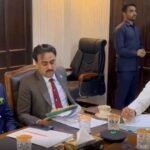 Sindh Agriculture Minister Sardar Muhammad Bakhsh Khan Mehr chairing a meeting on DAP fertilizer subsidy.