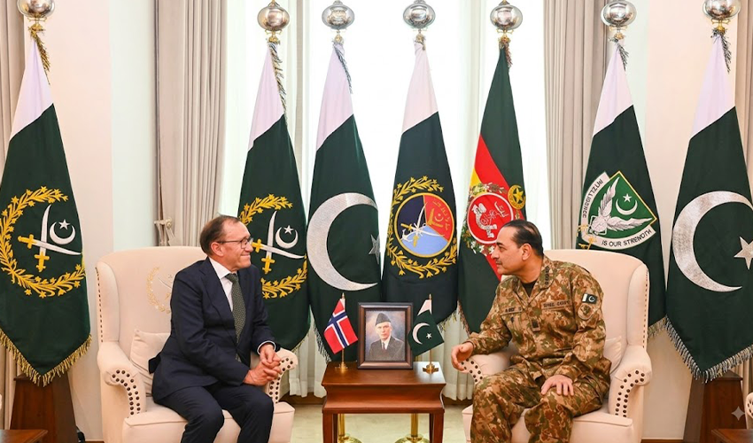 Field Marshal Asim Munir meeting Norwegian Foreign Minister Espen Barth Eide in Pakistan