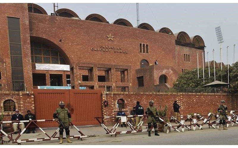 Iranian cricket officials during a visit to Pakistan Cricket Board headquarters in Lahore