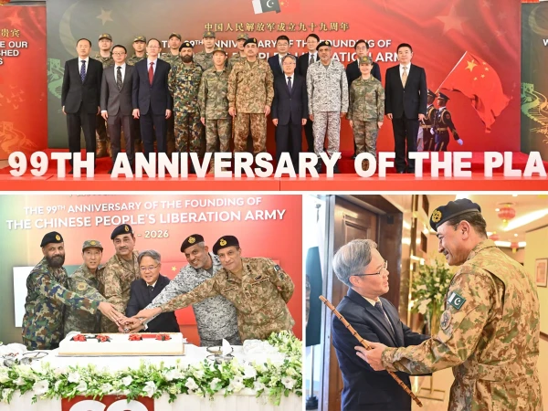 Field Marshal Asim Munir and Chinese officials attend the 99th anniversary celebration of the People's Liberation Army at GHQ, Rawalpindi.